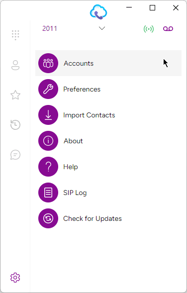 Selecting Accounts from Settings