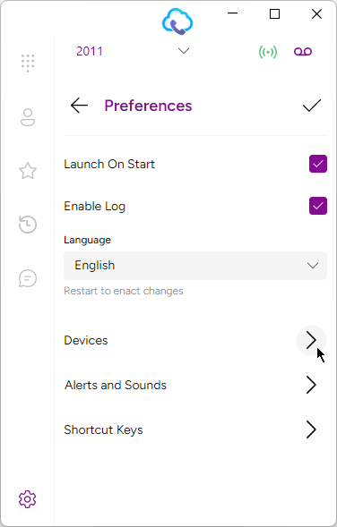 Selecting Devices from Preferences