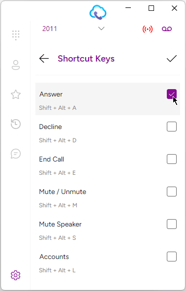 Enabling Checkbox on Shortcut Key