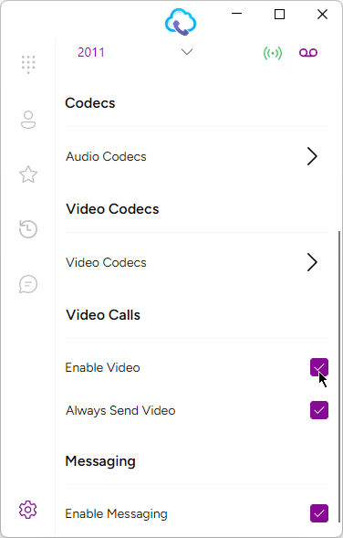 Clicking Enable Video Checkbox