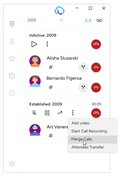 Selecting Merge Calls Option