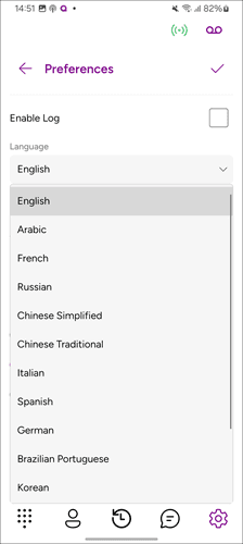 Selecting a Language from Preferences