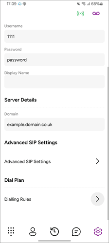 Selecting Dial Rules from Account Settings