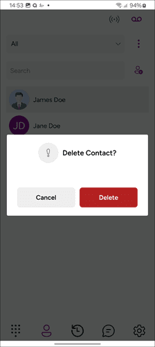 Delete Contacts Dialog