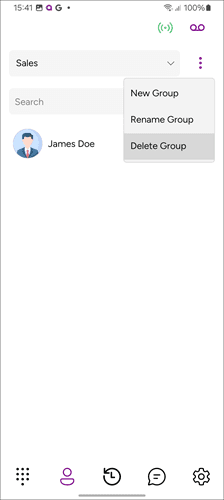 Selecting Delete Group Option