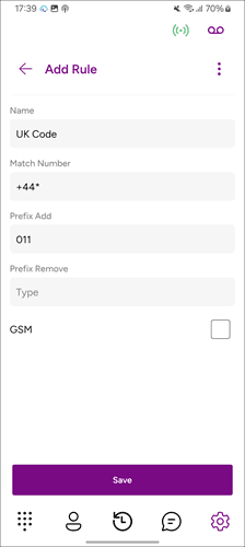 Clicking Save Dial Rule Button