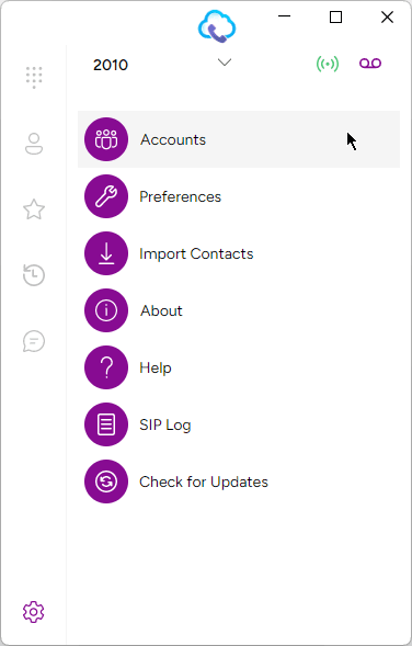 Selecting Accounts from Settings