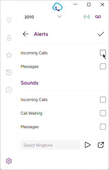 Enabling an Alert on Alerts and Sounds