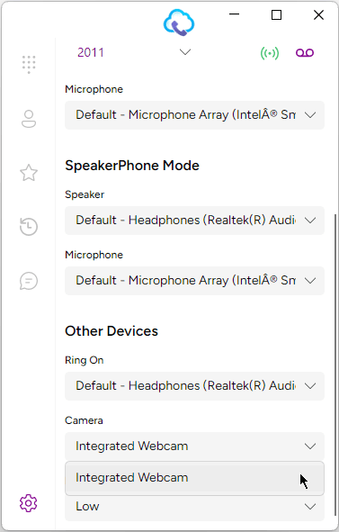 Selecting a Camera from Camera Options