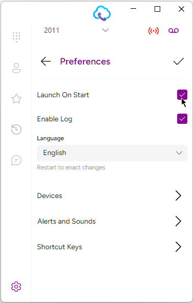 Checking Launch on Start Up in Preferences